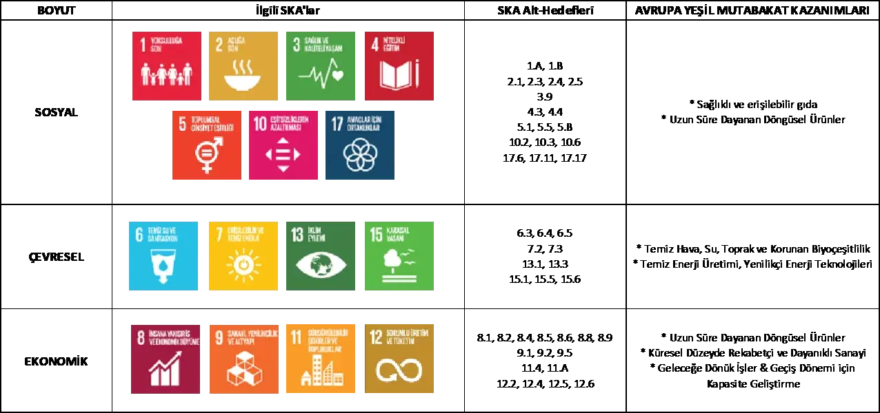 SKA Alt Hedefleri ve Avrupa Yeşil Mutabakatı Kazanımları